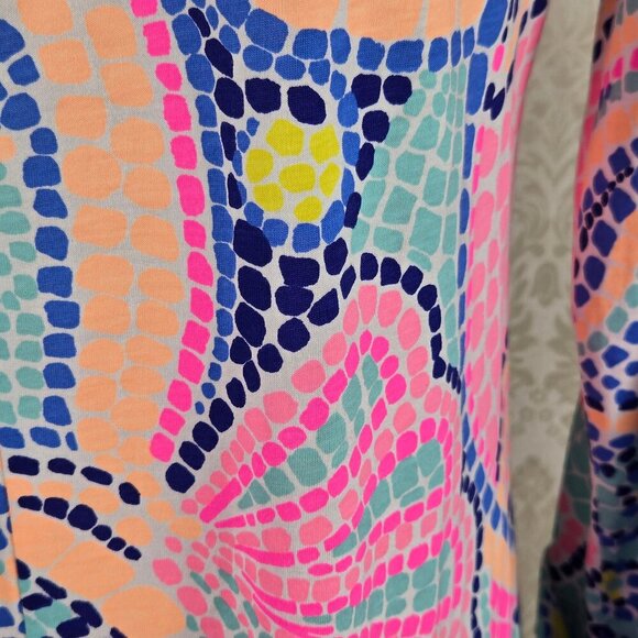 Lilly Pulitzer Size Med Multicolor Dot A-Line Casual Dress Fish Seashell Pattern - Picture 9 of 12